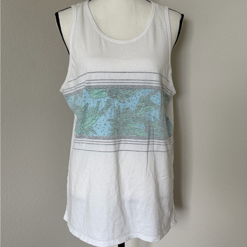O'Neill White and Blue Tropical Print Tank Top